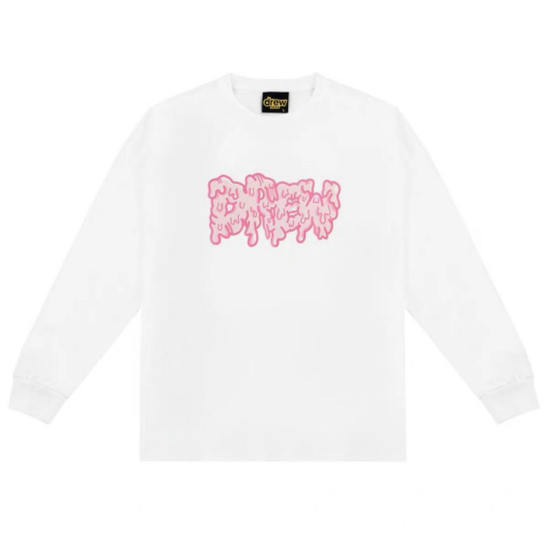 Sweater nỉ ngoại trắng đen in hình Dreu màu hồng