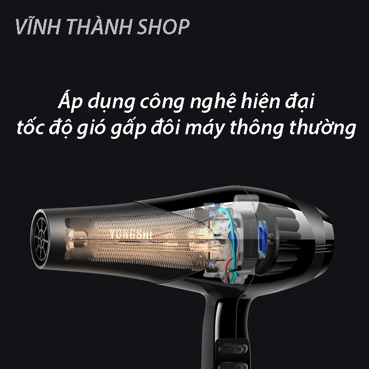 Máy sấy tóc tạo kiểu YONGSHI công suất lớn 2000W tặng kèm 4 phụ kiện