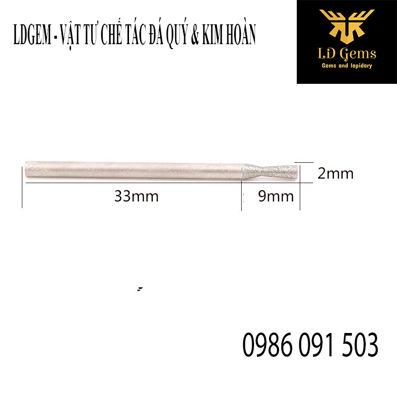 10 mũi mài trụ đầu to dần  Cốt 2.35mm  chuyên dụng mài, chạm, khắc tượng ngọc, đá quý, đá thô, đá cảnh0