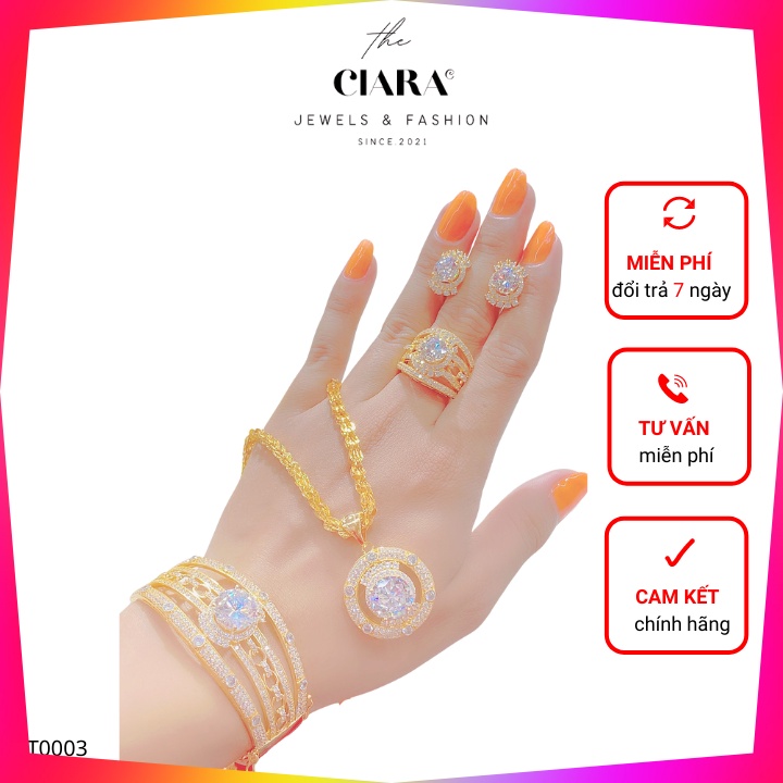 Bộ Trang Sức ✨ 𝐒𝐈𝐄̂𝐔 𝐒𝐀𝐍𝐆✨ Bộ Nữ Trang Mạ Vàng 18K đính đá Cao Cấp CIARA - SET0003