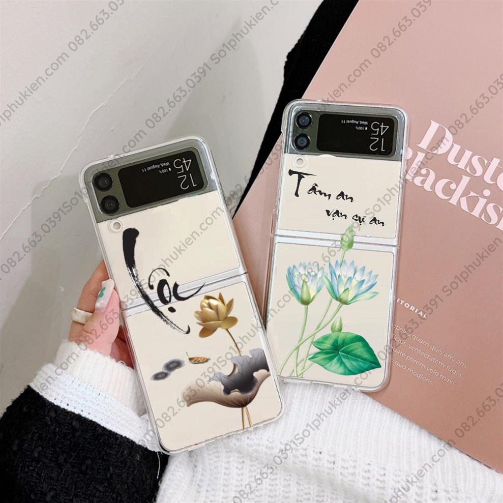Ốp lưng Samsung Z Flip/ Z flip 3/ ZFlip 4 dẻo trong hình thư pháp nhiều mẫu đẹp