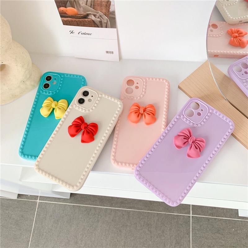 Ốp lưng iphone silicon nơ đáng yêu tiểu thư