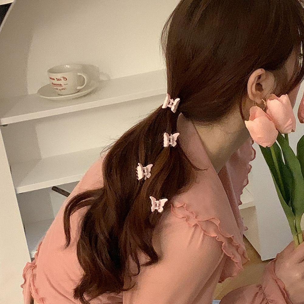 IVORY Kẹp Tóc Hình Bướm Bằng Resin Màu Sắc Ngọt Ngào Phong Cách Hàn Quốc