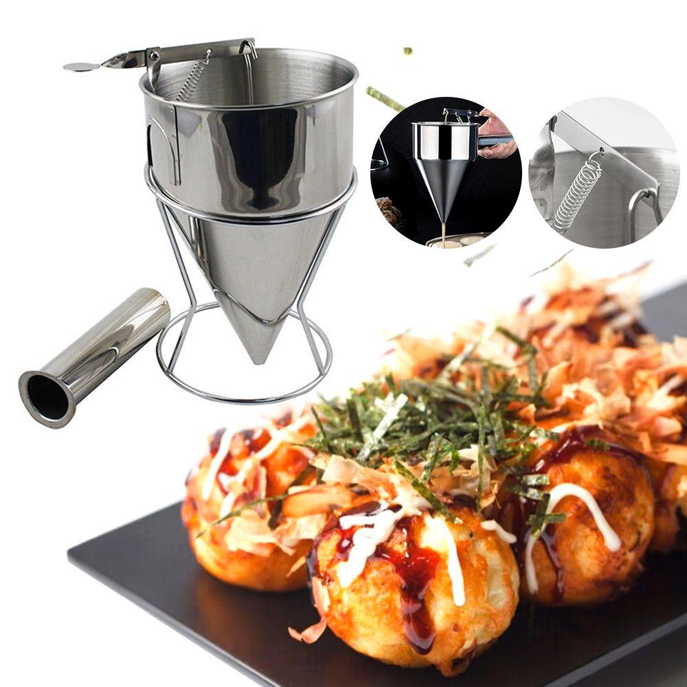 Bình Đựng Bột Làm Bánh Pancake Bằng Thép Không Gỉ Kèm Giá Đỡ Tiện Dụng