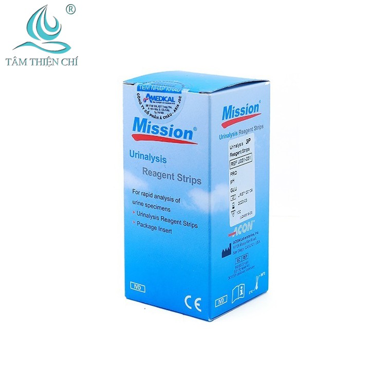 Que thử nước tiểu ACON Mission 3 thông số (Glu/pH/Pro) hộp 100 test