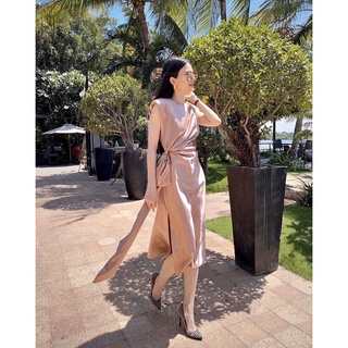 ⚡️BÁN SỈ⚡️Đầm lụa satin nhún eo hồng đất