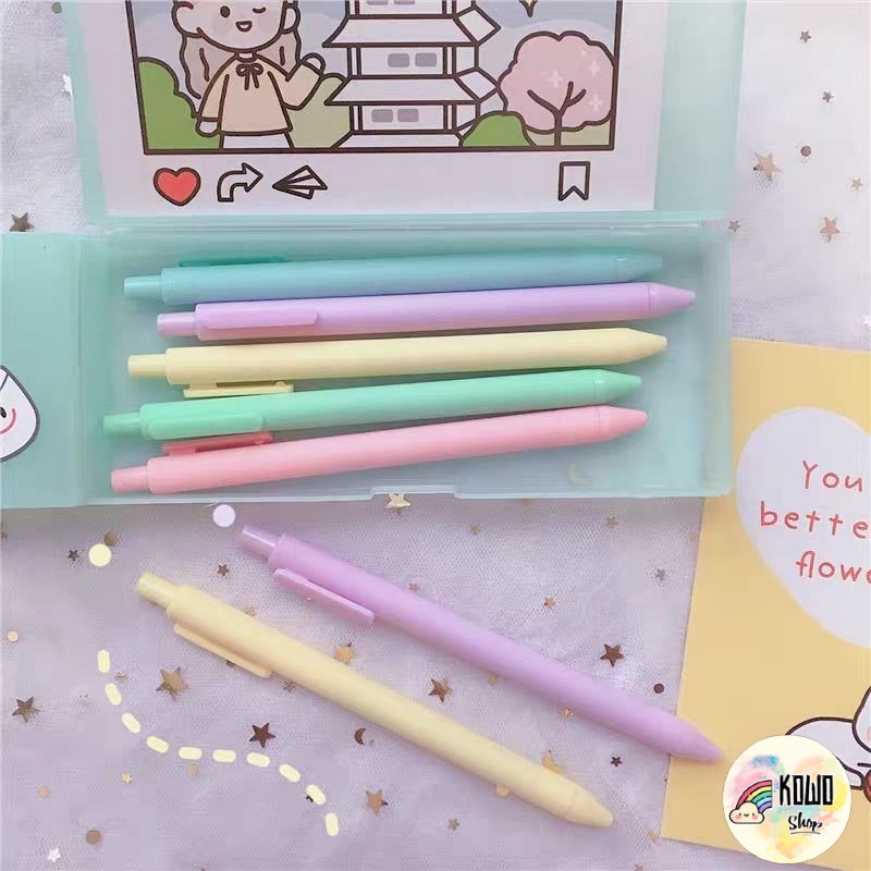 Bút Bi Mực Gel Đen Màu Macaron Cute Xinh Xắn B12