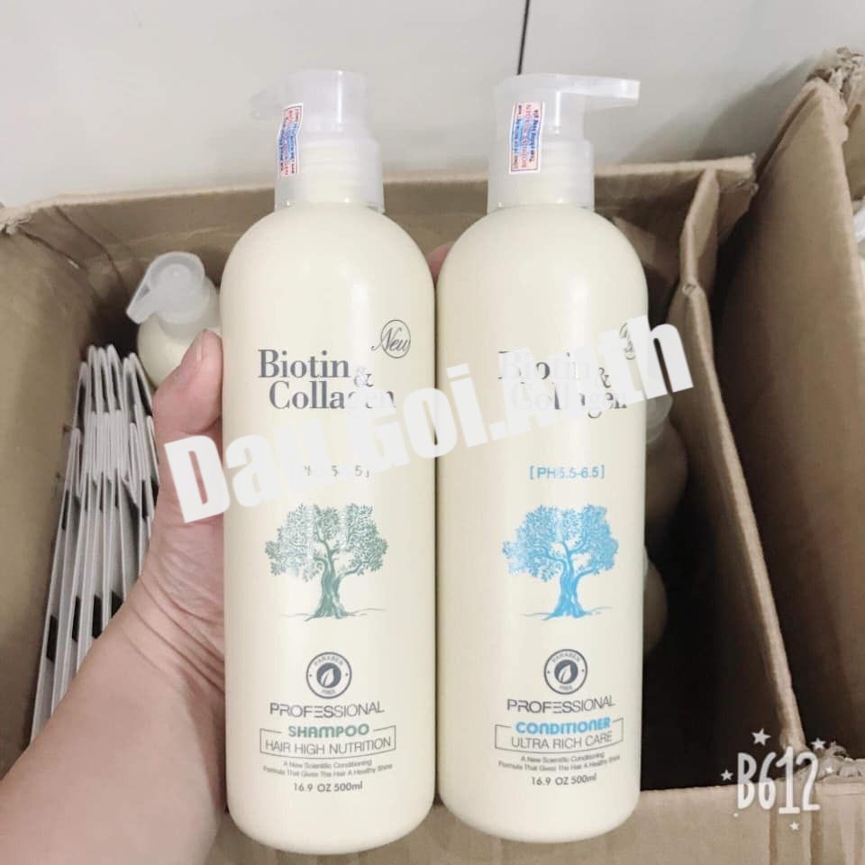 🛑FreeShip🛑Cặp Dầu Gội Xả Biotin Collagen Trắng | Giảm Rụng Tóc,Phục Hồi Tóc Khô Xơ, Hư Tổn ⚜️Hàng Chính Hãng⚜️ Ⓒ