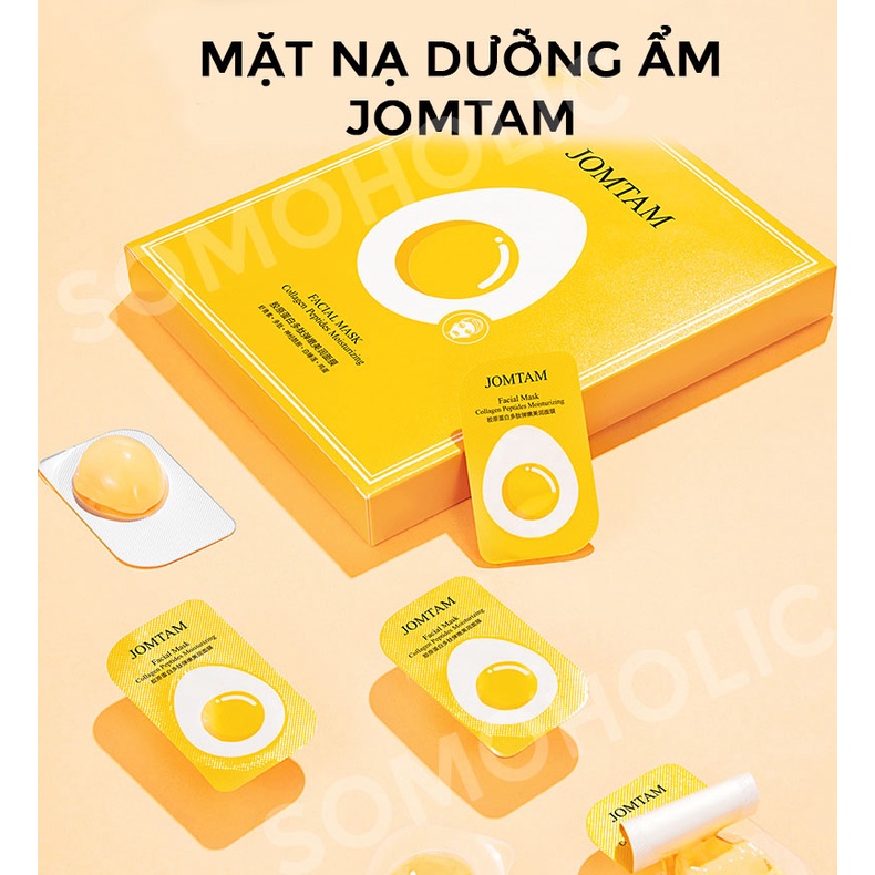 Mặt nạ trứng Egg Facial Mask Jomtam set 8 gói cấp ẩm dưỡng trắng thu nhỏ lỗ chân lông Somoholic MSK26-TRUNG