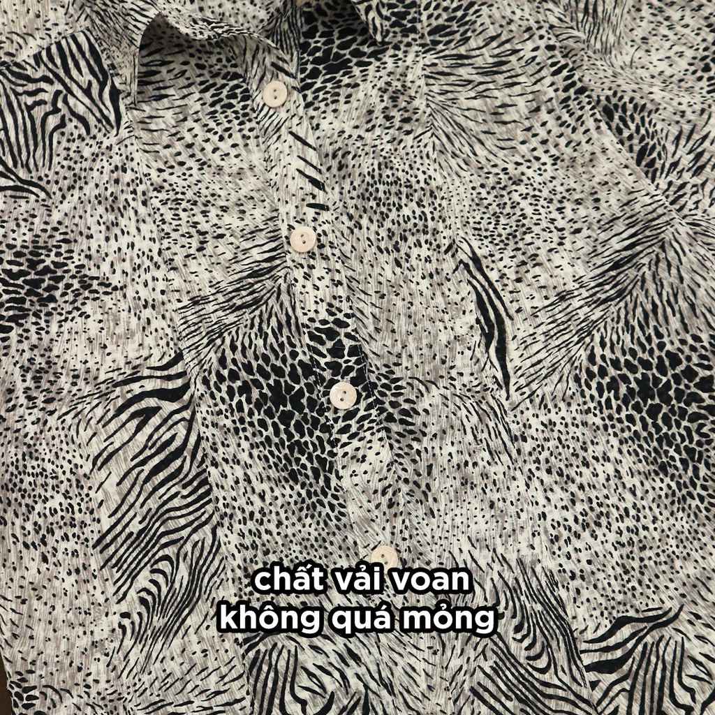 Áo sơ mi vin Nhật hoạ tiết vằn vện đốm