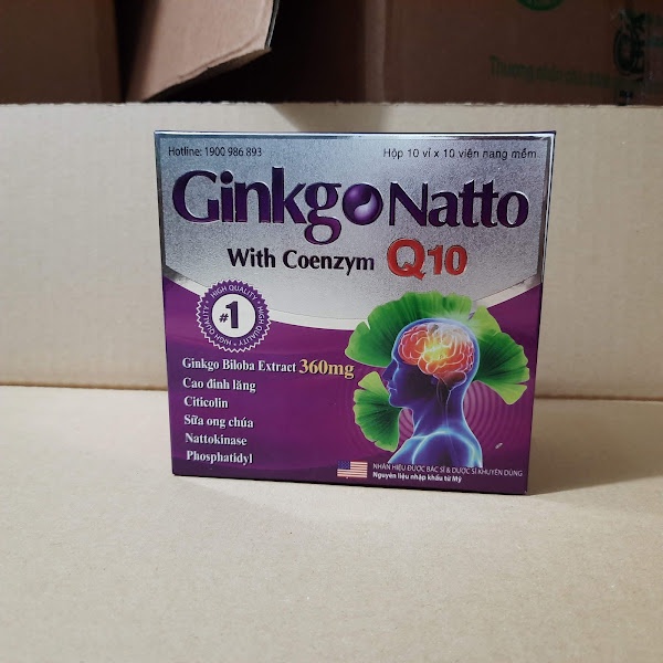 hoạt huyết dưỡng não - GINKGO NATTO Số 1 With Coenzym Q10 - Ginkgo biloba 360mg - Hộp 100 viên