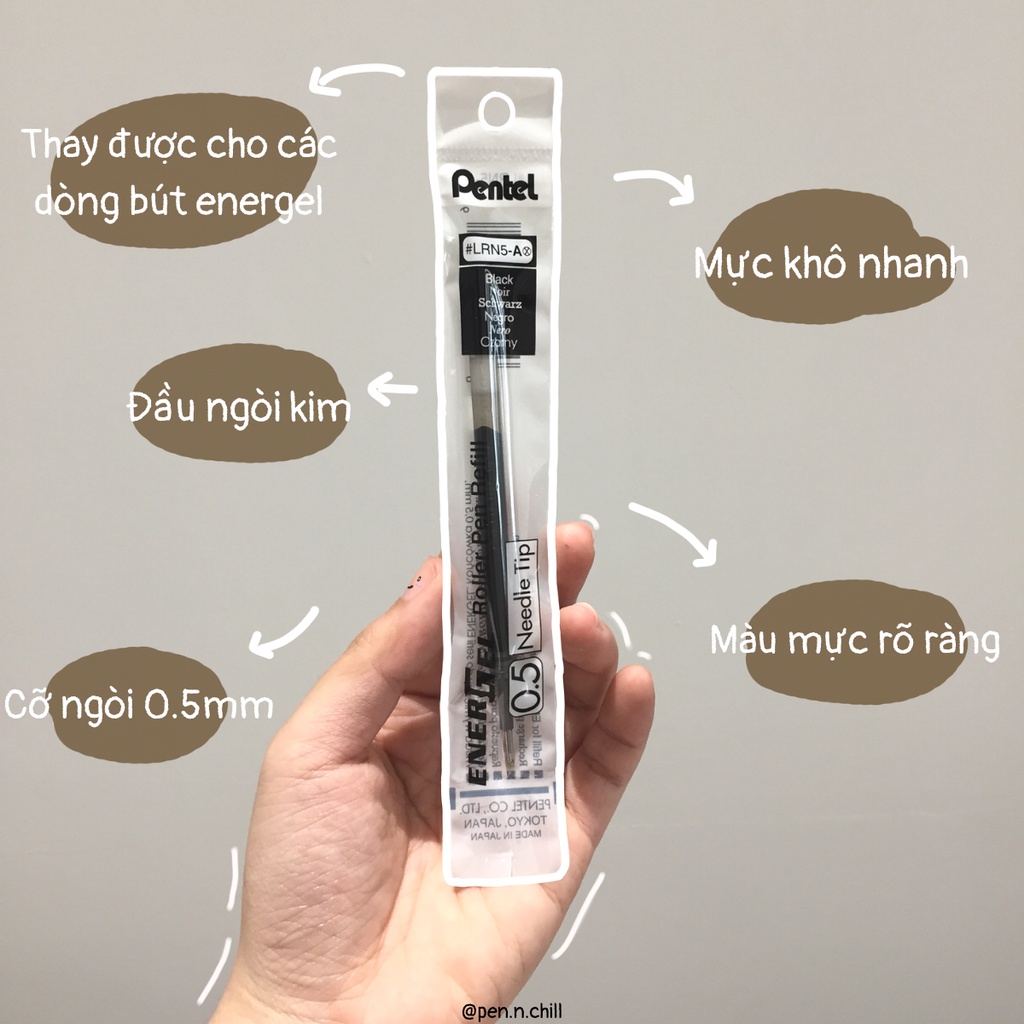 Ruột Bút Gel Pentel Energel - Cỡ ngòi 0.5mm - Needle Tip