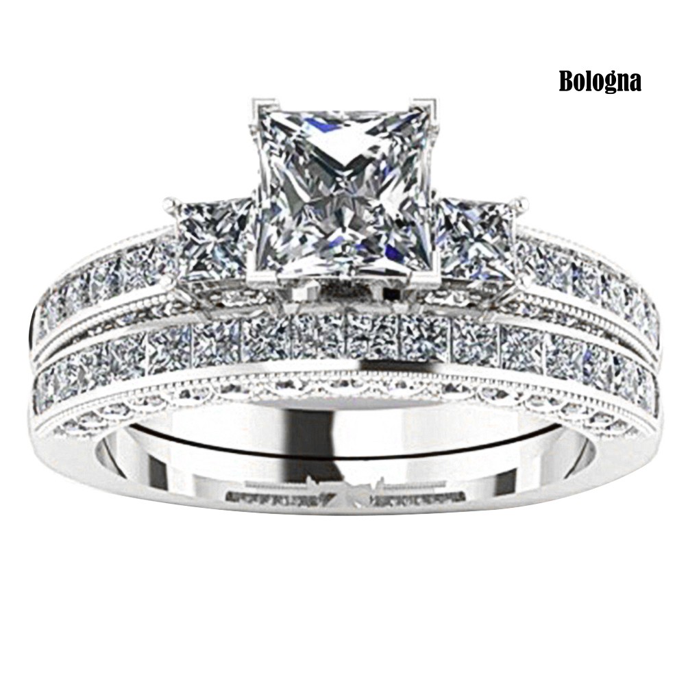 Bộ 2 Nhẫn Đính Hôn Đính Đá Cho Nữ