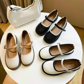 Giày búp bê nữ bo viền basic đế bệt, chất da mềm, giày lolita phong cách cổ điển hai màu be đen dễ phối đồ
