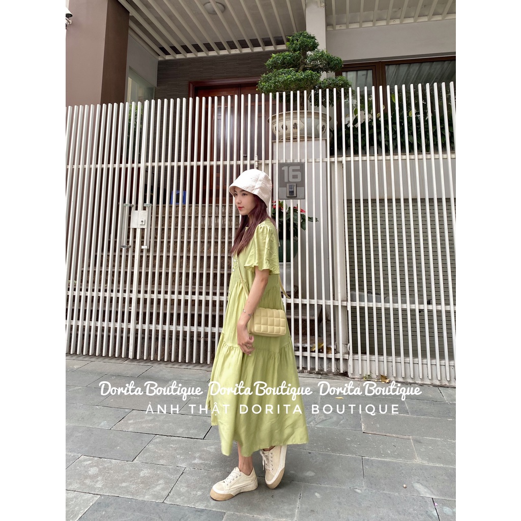 Váy babydoll vải tơ mềm 2 lớp cộc tay xoè dài kèm váy 2 dây lụa Dorita Boutique