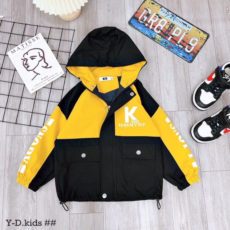 SIZE 15-22KG: Áo khoác gió K dáng thể thao (HÀNG ĐẸP) cực chất cho bé trai - AKGK
