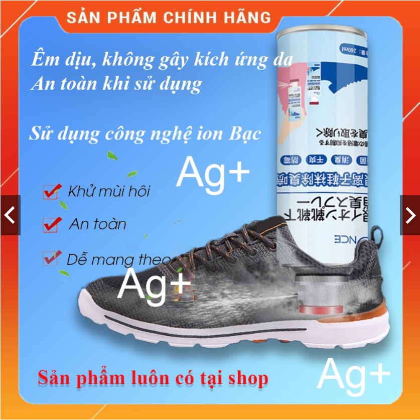 Bình Xịt Khử Mùi Hôi Giày Dép Tất Nano Bạc, Chai Xịt khử mùi hôi giày, Lọ xịt khử mùi hôi giày dép