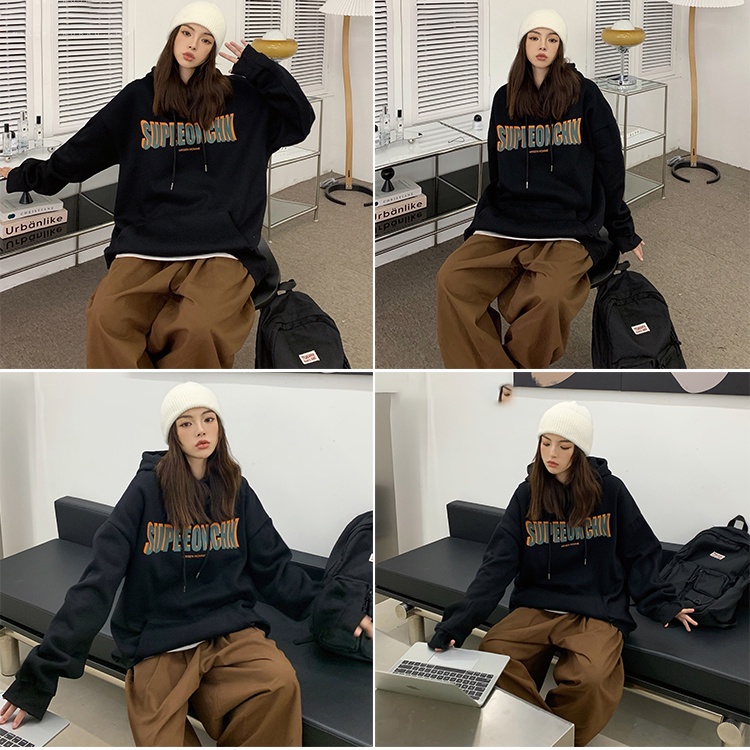 Áo Hoodie Nỉ SUPEEONCHN Áo Hoodie Nỉ Ngoại Dày Dặn Tay Bồng Form Rộng Unisex