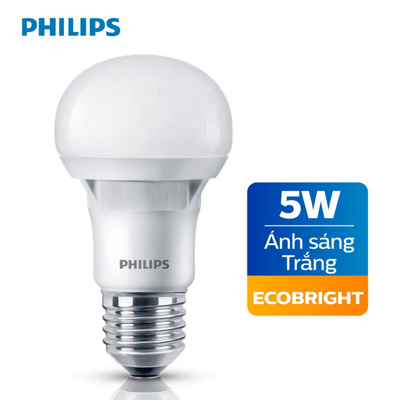 Bóng đèn Philips LED Ecobright 5W 6500K E27 A60 - Ánh sáng trắng