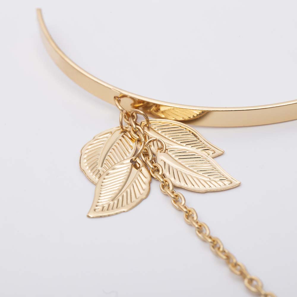 Vòng đeo bắp tay phối sợi xích trang trí mặt lá cá tính thời trang | BigBuy360 - bigbuy360.vn