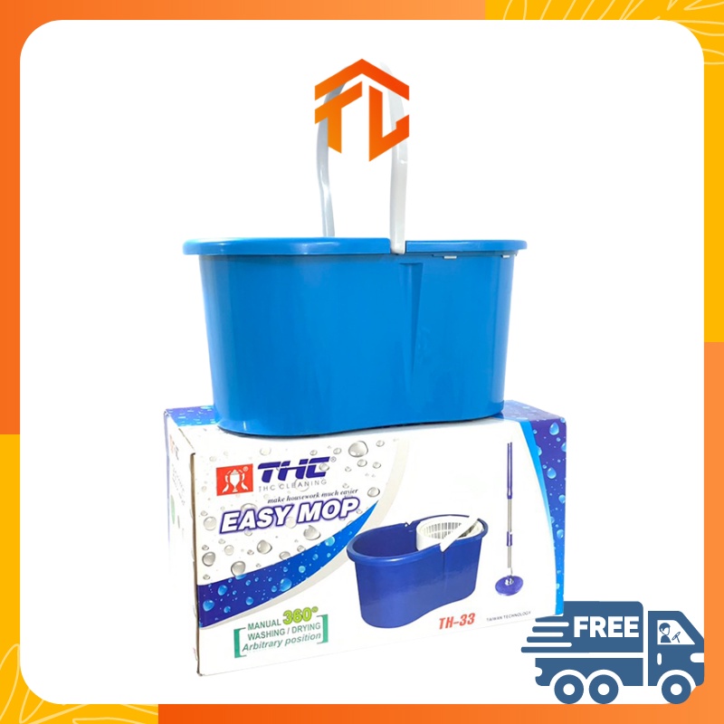 Bộ thùng cây lau nhà thông minh 360 độ tự vắt Easy Mop Model TLH33 - cây lau inox bàn xoay nhựa