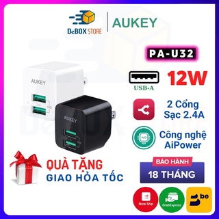 【Giao Hỏa Tốc】Cốc Sạc Aukey PA-U32 2 cổng 2.4A 12W Công Nghệ AiPower - Chính Hãng BH 18 Tháng