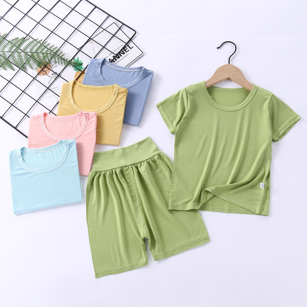 Bộ Đồ Ngủ Tay Ngắn + Quần Lưng Cao Thời Trang Mùa Hè Mới Cho Bé Trai / Gái