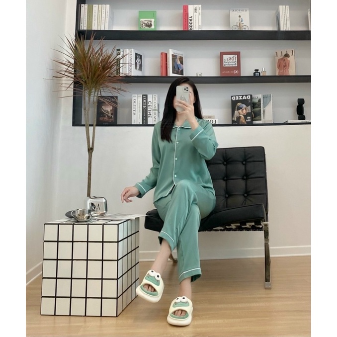 Bộ Pijama Mặc Nhà Cổ Sen Chất Lụa Latin Hàng Thiết Kế Cao Cấp