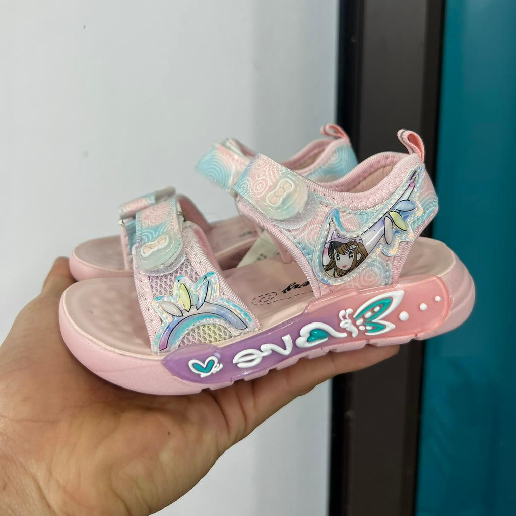 Dép quai hậu đế eva siêu nhẹ cho be gái in hoạt hình tiểu thư QCCC - Sandal cho bé khâu đế chống trượt fullbox 8807