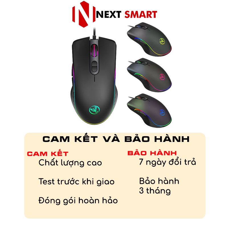 Chuột gaming led rgb NEXT SMART HSXJ A867RGB 6400dpi Con lăn nhẹ siêu bền dành cho game thủ