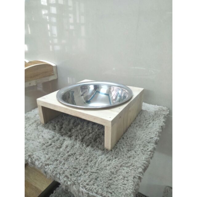 BÁT ĂN CHÓ MÈO BẰNG INOX, KÈM KHAY GỖ TỰ NHIÊN SIÊU CỨNG, CHỐNG NƯỚC - KHAY ĐỰNG THỨC ĂN THÚ CƯNG