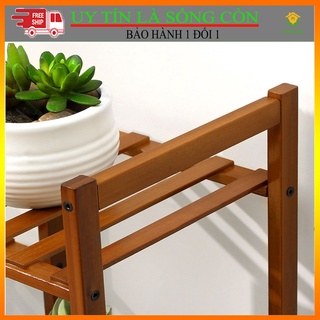 Kệ Để Chậu Hoa, Cây Cảnh, Bonsai Chữ H 4 tầng Lệch Ngăn Có Bánh Xe