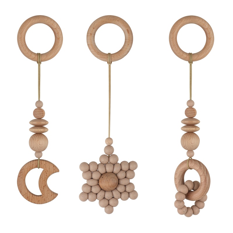 Đồ Chơi Lục Lạc Bằng Silicone Đính Hạt Treo Xe Đẩy Em Bé