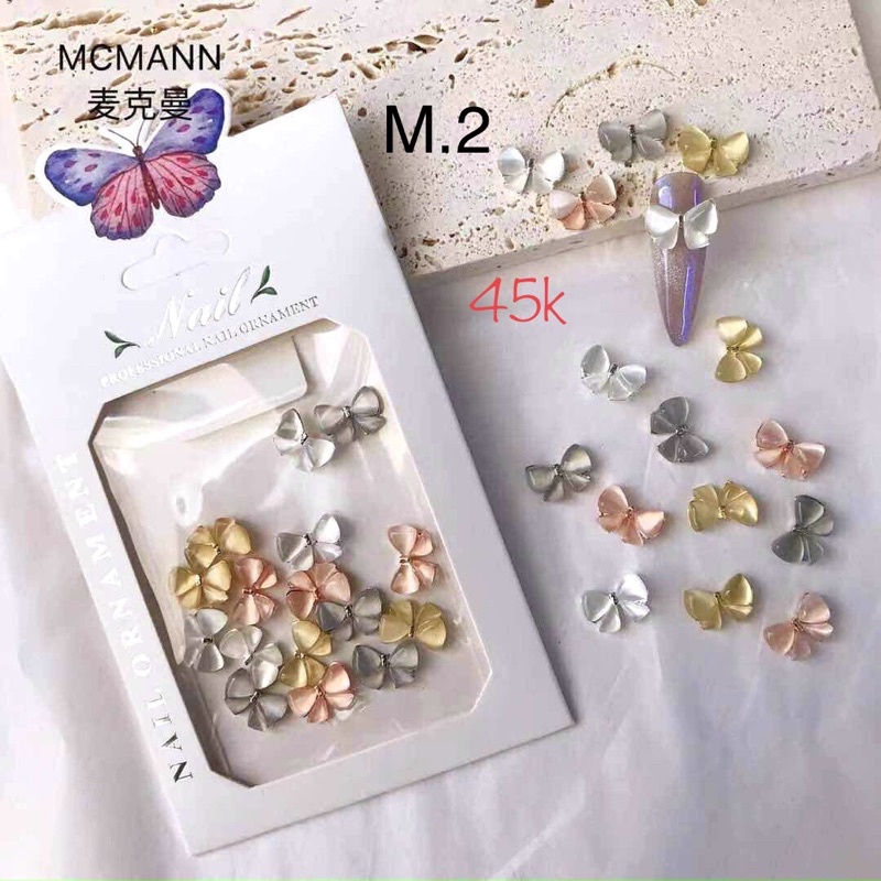 Charm gấu, nơ, bướm, nơ đá trang trí móng, phụ kiện nail