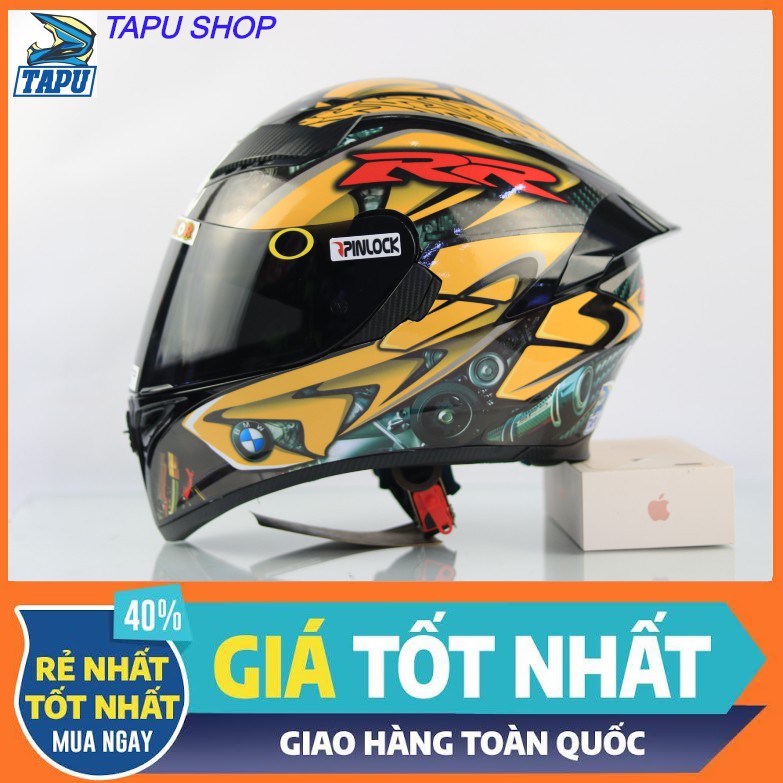 [FREESHIP] MŨ BẢO HIỂM FULLFACE ROC 1 KÍNH - ROYAL M138B LÊN TEM BMW VÀNG NEW 2020