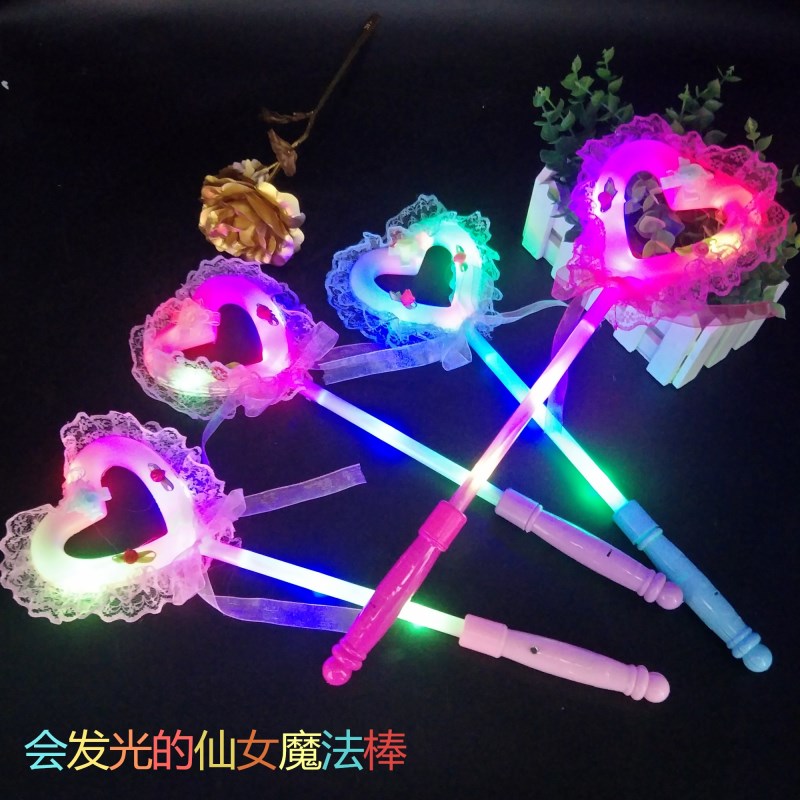 Luminous love magic wand lace colorful glitter fairy wand party girl children toy stall wholesale