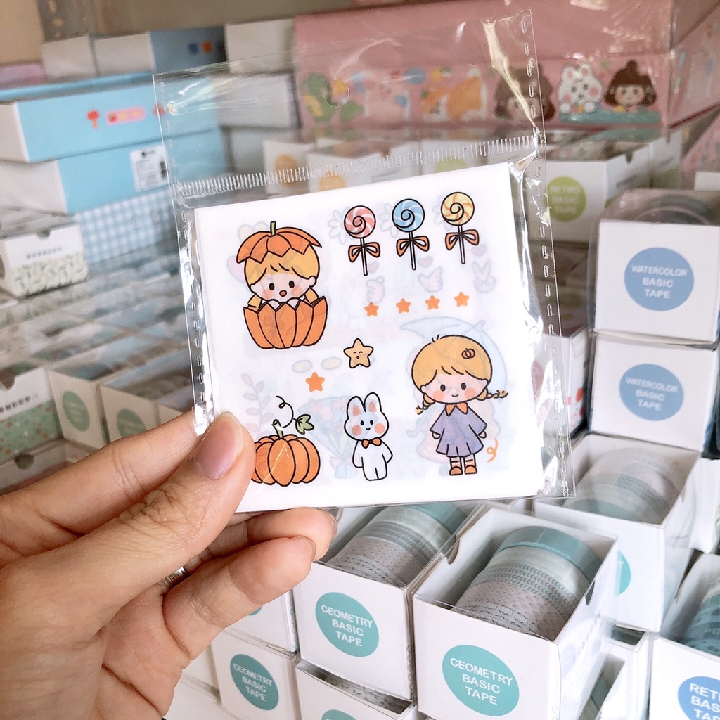 Hình dán sticker em bé siêu cute túi 25 miếng nhỏ trang trí sổ tay, máy tính, laptop, góc học tập