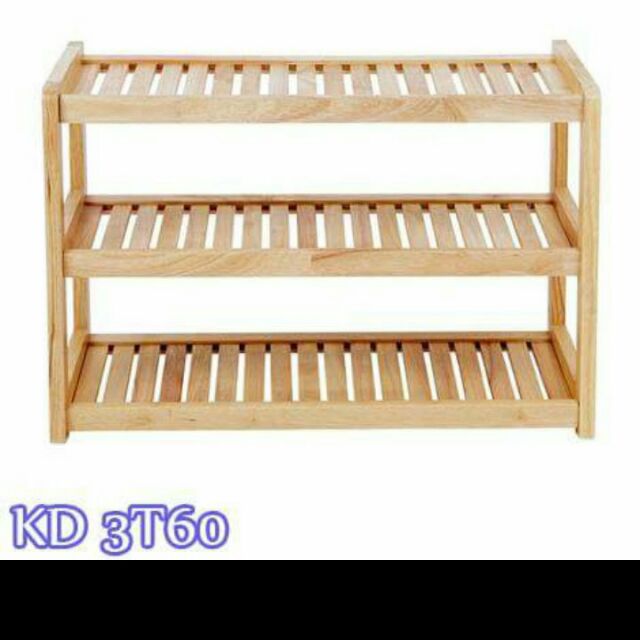 Kệ dép gỗ cau su 3tầng 60 cm giá rẻ nhất shoppee