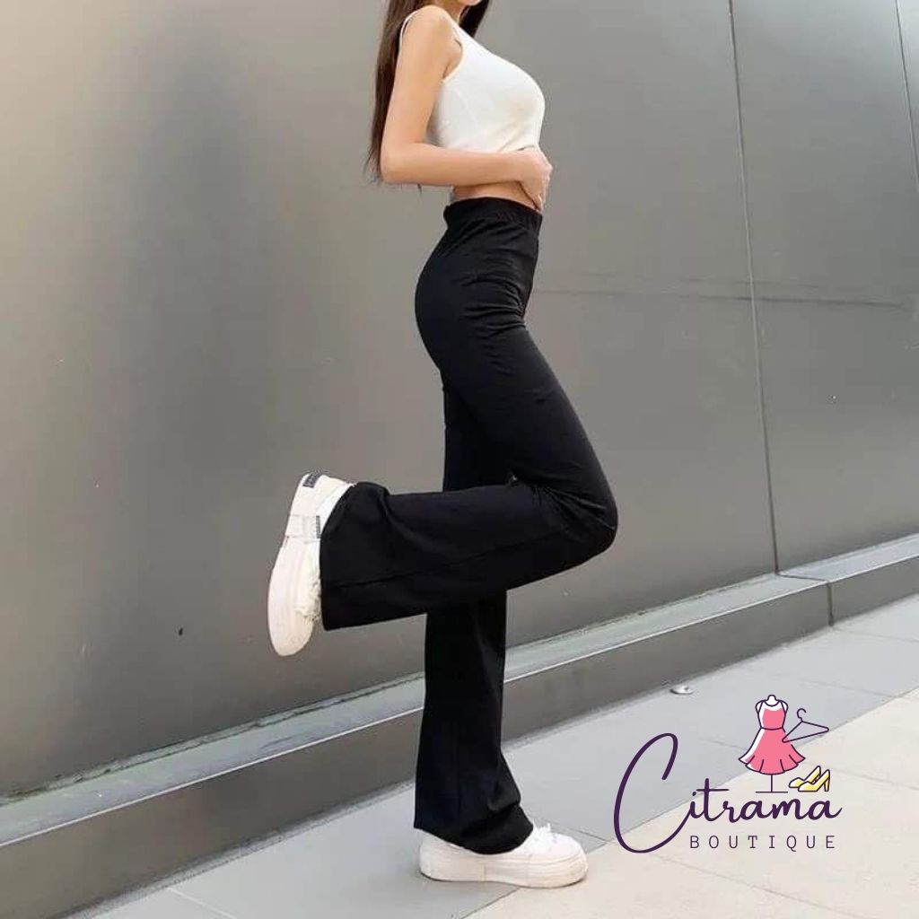 Quần ống loe cạp cao legging dáng dài quần ống loe nâng mông che khuyết điểm đùi to QL01 | BigBuy360 - bigbuy360.vn