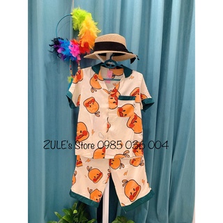 Bộ ngủ Pyjama quần lửng chất liệu lụa cao cấp