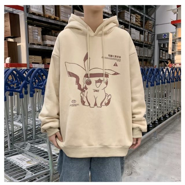 Áo Khoác Hoodie Tay Dài In Hoạt Hình Pikachu Dễ Thương Cho Các Cặp Đôi