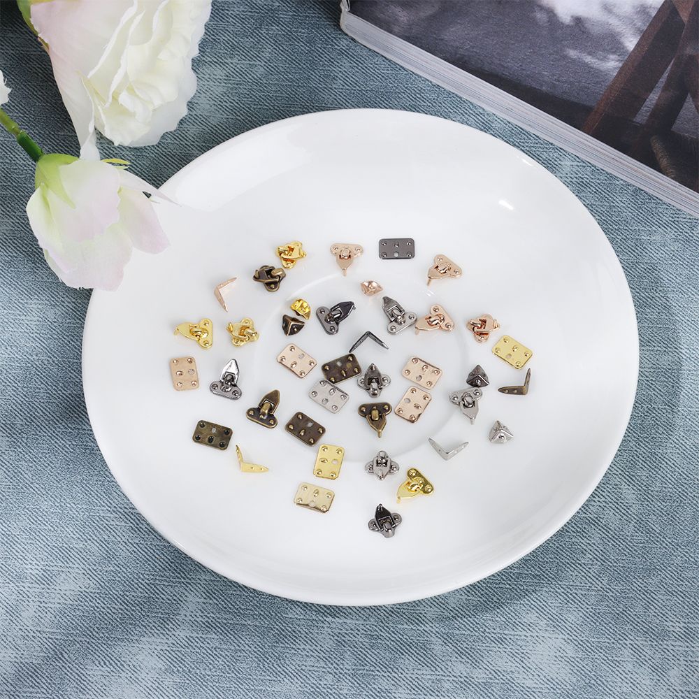 Set 4 miếng bảo vệ góc làm khóa túi xách búp bê dạng hộp mini 5 màu 4 kiểu lựa chọn bằng kim loại thủ công DIY