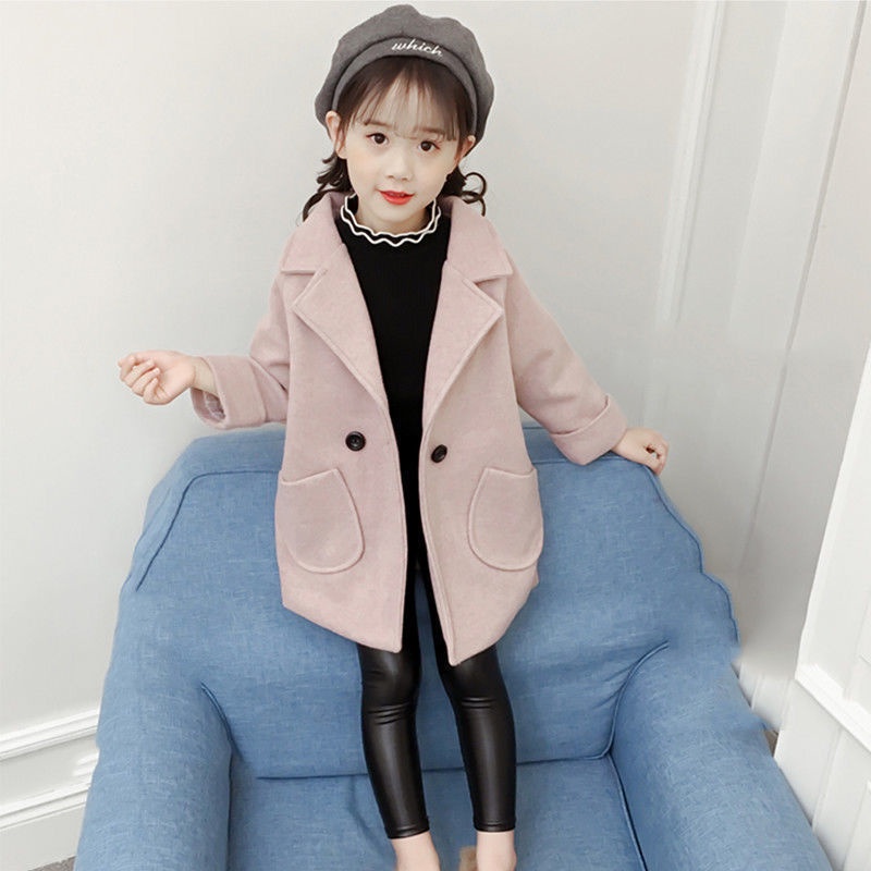 Áo khoác blazer dáng dài phong cách Hàn Quốc thời trang mùa xuân mới dành cho bé gái