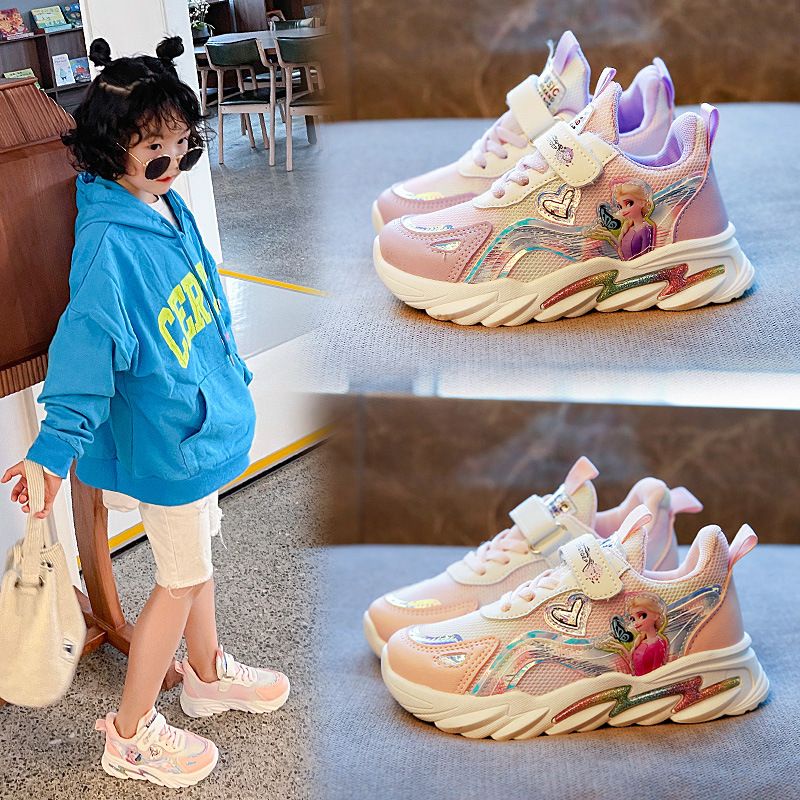 Giày Thể Thao Bé Gái, Giày Công Chúa Elsa Sz 21-38 Cho Bé Gái 1 Tuổi Đến 12 Tuổi,Đế Nhũ,Hàng Quảng Châu Cao Cấp