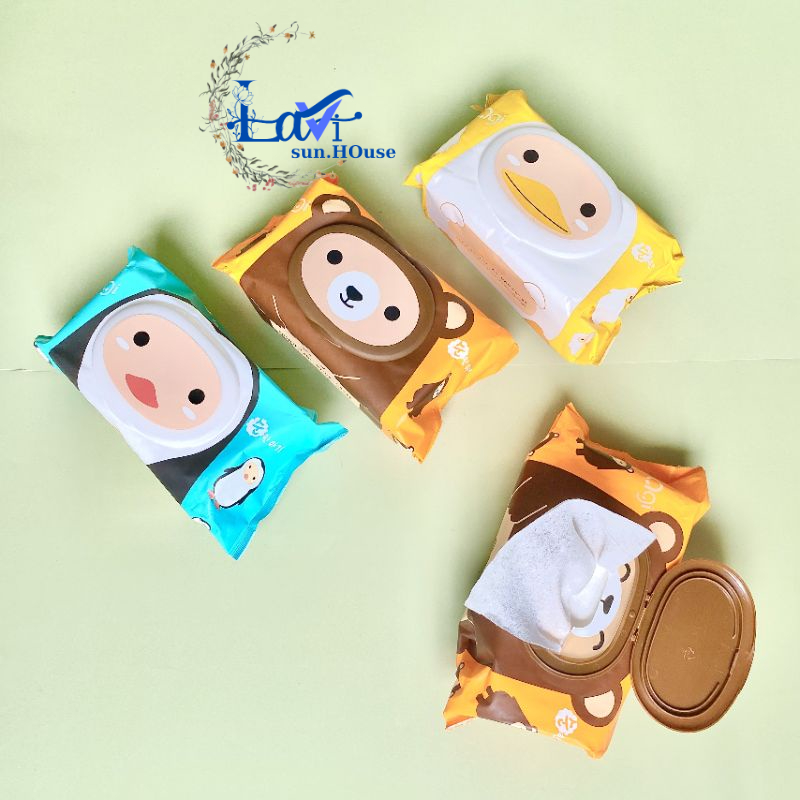 Combo 10 gói khăn giấy ướt Agi 100 tờ không mùi an toàn cho bé hàng công ty chính hãng