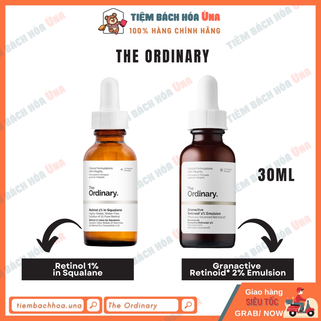 Serum căng bóng, chống lão hóa The Ordinary Retinol 1% In Squalane và Granactive Retinoid 2% 30ml