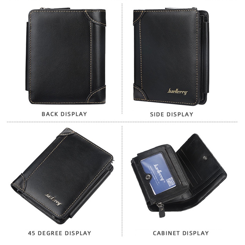 Ví Da Ngắn Đựng Thẻ Tiền Xu Khắc Chữ Lelaki Màu Laser Thời Trang Cho Nam