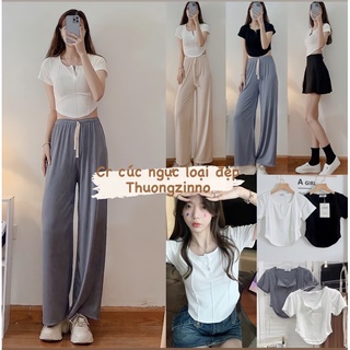 Áo croptop ÔM BODY thiết kế cúc trướt khoét eo siêu sang Áo phông croptop chất zip đẹp