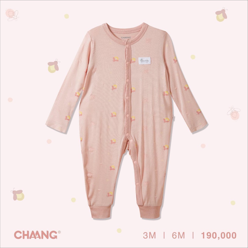 [CHAA NG] Body dài tay cúc giữa cotton sơ sinh bé trai, bé gái