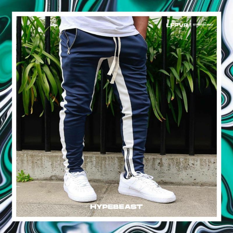 Quần Jogger Thể Thao Có Dây Kéo Màu Trắng Đen
